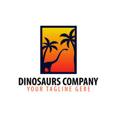 Dinosaurs company logo or emblem. Vector illustration.
