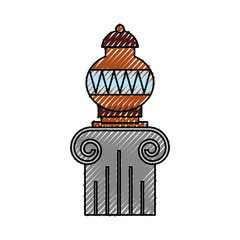 Old museum vase on column vector illustration design