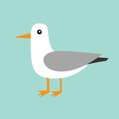 Obraz premium Antarctica albatross icon. Petrel Seagull wandering royal bird. Arctic animal collection. Cute cartoon baby character. Winter blue background. Isolated. Flat design.