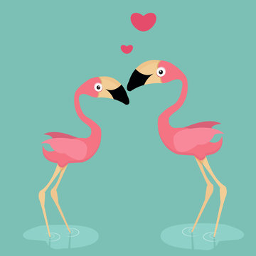 cute flamingo in love