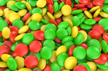 Sweet colorful candy. Candy variation color texture or background. 3D render.