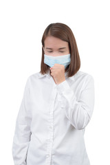 Asian woman cough with protective masks