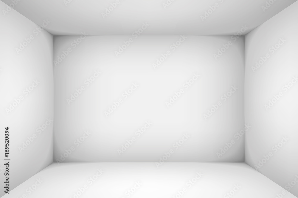 Poster the inner space of the box. empty white room. vector design illustration. mock up for you business p