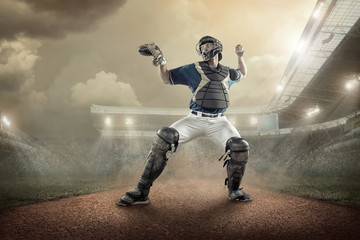 Naklejka premium Baseball players in action on the stadium.