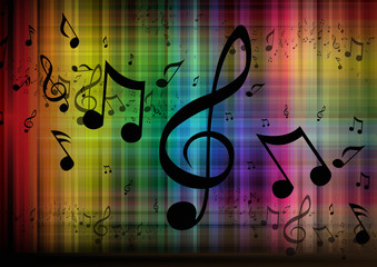 musical notes with colored background