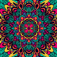 Abstract ethnic ornament. Asian pattern. Colorful authentic background. Vector illustration. Mandala print.