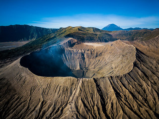 Mountain Bromo active volcano crater in East Jawa, Indonesia. Top view from drone fly © iinspiration