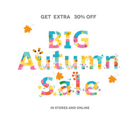Autumn Sale Banner, Sale Poster, Sale Flyer, Sale Vector. 30% Off, Vector illustration.