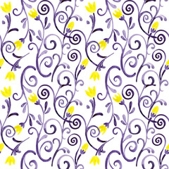 растительный орнамент, обои с рас тенями, фиолетовый паттерн