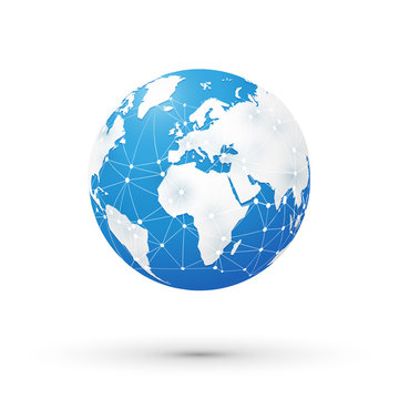 Internet concept of global network blue world
