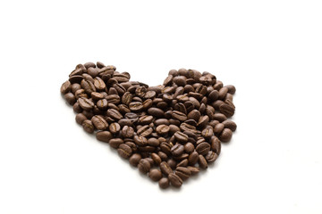 Coffee grains close-up. Black and white photo.