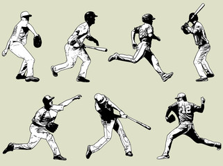 baseball players set - sketch illustration,vector