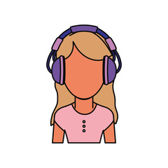 Woman with headphones icon vector illustration graphic design