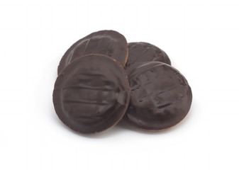 Chocolate cookies on a white background