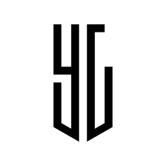 initial letters logo yl black monogram pentagon shield shape