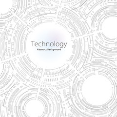Technology composition black and white outline abstract background.
