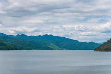 Landscape view of tranquil mountain and lake