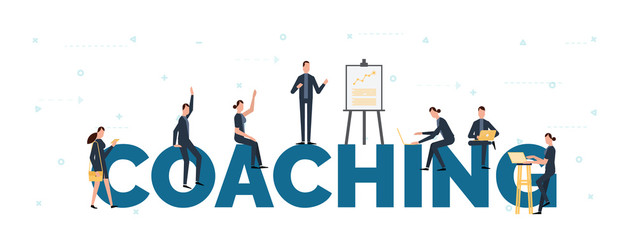 coaching concept illustration of business people attending the professional training.