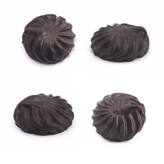 Marshmallow in chocolate on a white background