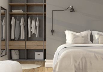 Bedroom interior with wardrobe