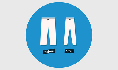 Pants Before And After Weight Loss (Flat Style Vector Illustration)