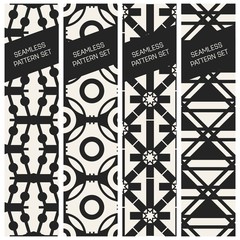 Abstract concept vector monochrome geometric pattern. Black and white minimal background. Creative illustration template. Seamless stylish texture. For wallpaper, surface, web design, textile, decor.