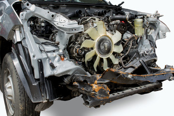 car of accident makes completely damaged.