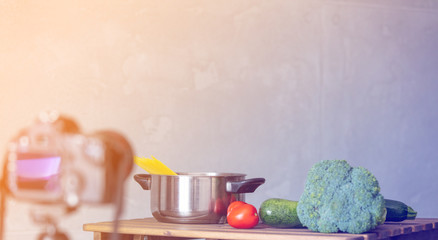 cooking at camera for Video-sharing website