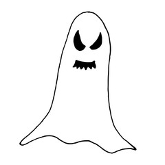 set of cartoon spooky scary ghosts character, hand-drawn ghosts for halloween celebration
