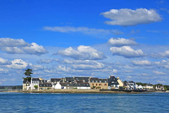 Blick von Loctudy auf Ile Tudy, Bretagne, Frankreich - Atlantik