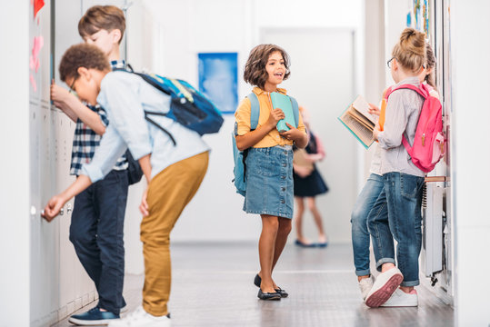 kids in school corridor