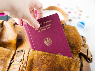 German passport in bag