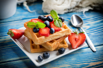 Waffles with berries.