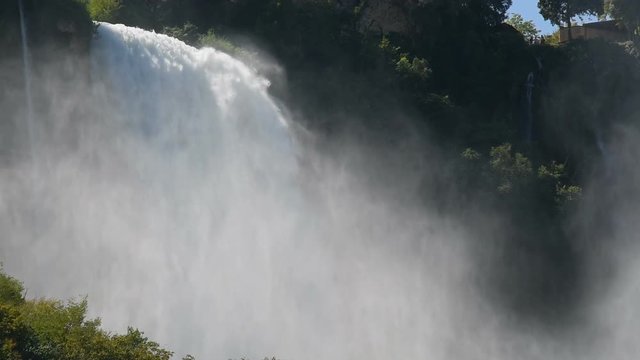 view of marmore's falls in taly, the highest waterfall of europe
