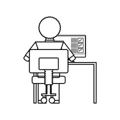 Man working with computer icon vector illustration graphic design