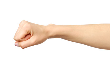 Fist caucasian woman's hand gesture