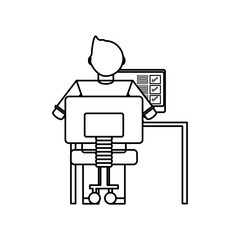 Man working with computer icon vector illustration graphic design