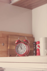 Retro alarm clock at kitchen