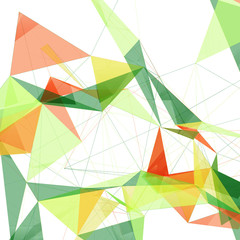 Colorful Green Yellow and Orange Abstract Network Mesh on White Background - Vector Illustration