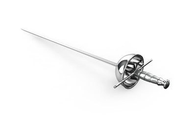 3d render of medieval sword over white background