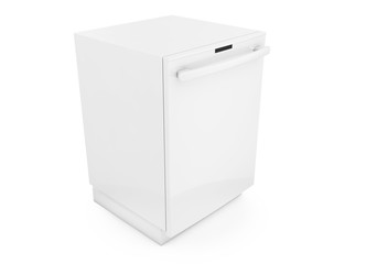 Freestanding dishwasher on white background 3d render
