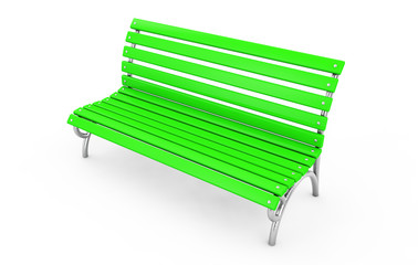 Green bench on white background 3d render
