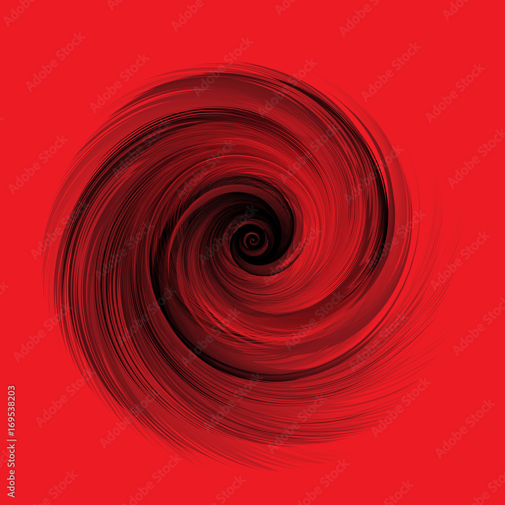 Poster abstract black realistic round feather vector illustration on red background