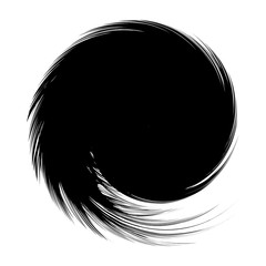 Abstract Black Feather Spiral Frame on White Background Vector Illustration