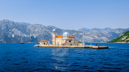 The Roman Catholic Church Our Lady of the Rocks on  artificial island in the Adriatic sea. Montenegro.