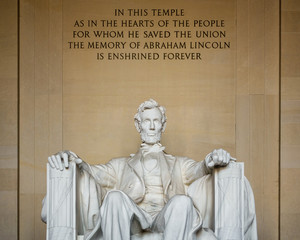 Abraham Lincoln statue at the Lincoln Memorial in Wahington D.C., USA