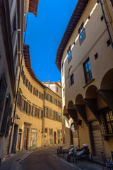 Traditional old street in Lucca, Italy - beautiful architecture