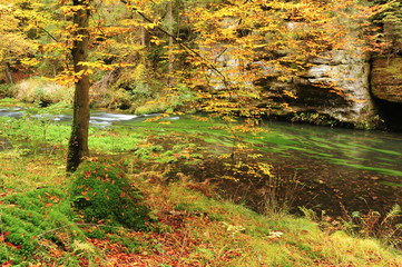 Panoramatic view of meadows and forests in Czech Switzerland