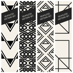 Abstract concept vector monochrome geometric pattern. Black and white minimal background. Creative illustration template. Seamless stylish texture. For wallpaper, surface, web design, textile, decor.