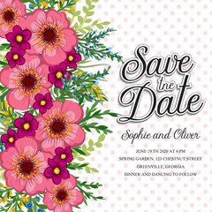 Wedding invitation card suite with flowers. Template. Vector Illustration